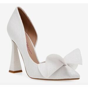 Betsey Johnson White Glitter Heels